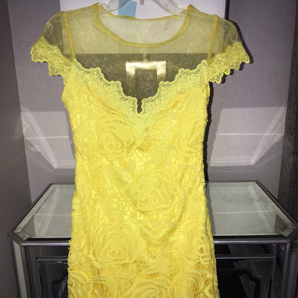Yellow lace dress